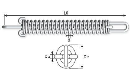Desenho técnico - Molas de barra de tração em aço inoxidável para molas