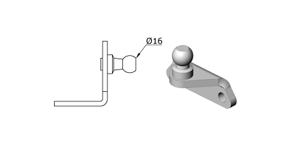 Technical drawing - Endfitting - Brackets ball Technical drawing - Endfitting - Brackets ball