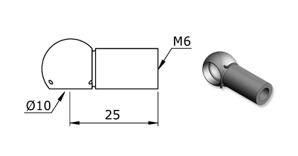 Technical drawing - Endfitting - Ballsocket Technical drawing - Endfitting - Ballsocket