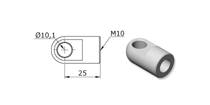 Technical drawing - Endfitting - Eye Technical drawing - Endfitting - Eye